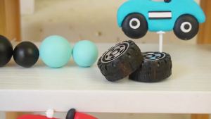 25 PCS Racing Cake Toppers Red Blue Clay Race Car Birthday Cake Decorations for Racing Car Checkered Flag Birthday Anniversary Party Supplies