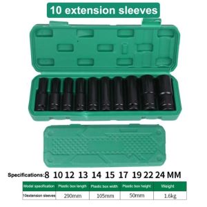 TopTools Impact Socket Set(Stok Siap)10Pcs 1/2 Inch 8-24MM Kunci Sok Set Mata Kunci Impact Impact Socket Set Alat Set Perbaikan Alat Panjang Mencapai Soket Nut Extension Impact Socket