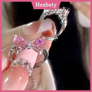 Heabety Đáng Yêu Công Chúa Màu Hồng Có Thể Điều Chỉnh Bowknot Nhẫn Ngọt Ngào Phong Cách Kim Cương Nhẫn Trang Sức Cho Phụ Nữ Sinh Nhật Đảng Quà Tặng Phụ Kiện