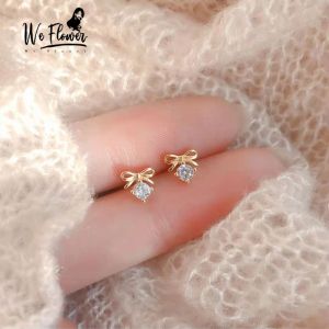 Simple Sweet Bow Earrings Stud Korean Earrings Shining Wedding Party Gift Accessories