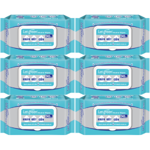 Combo 6 Bao Khăn Giấy Ướt Có Cồn Let-green 90 miếng/bao
