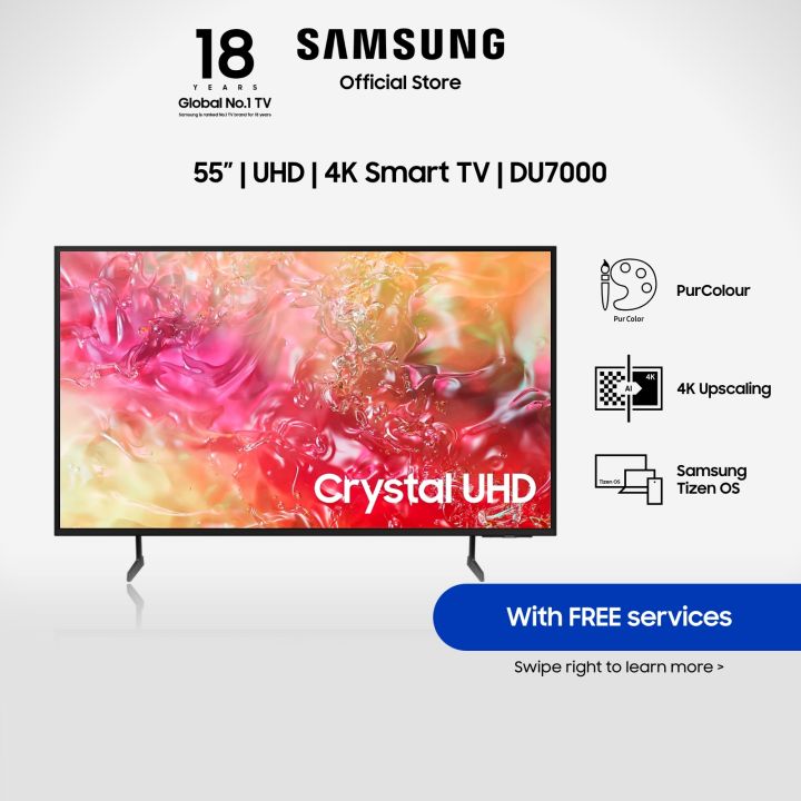 Samsung 55” Crystal UHD DU7000 4K Smart TV (2024) | Lazada Singapore