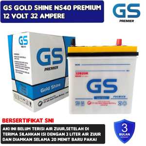 Aki Avanza/Taruna/Rush/Xenia/Escudo GS Gold Shine NS40 premium 32 Ah tanpa air zuur