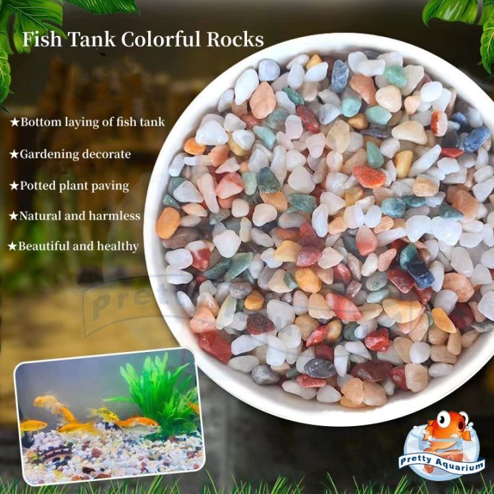 Aquarium Colorful Rock Fish Tank Bottom Decoration Potted Plants ...