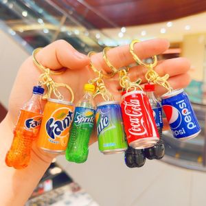 OKKFINE Simulation Coke Bottle Keychain Sprite Drink Can 3D Cartoon Pendant Summer Jewelry Bag Charm Ornament School Reward for Kid