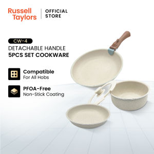 Russell Taylors Detachable Handle Non-stick Cookware Set  - Fry Pan Sauce Pan (5 Pcs) CW-4