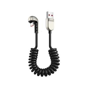 Fast Power Cable USB to Type C Spring Reinforced Body Anti Break Design Angled Connector Suitable for Mobile Devices