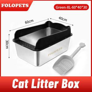 FOLOPETS Cat Litter Box High cover Cat Kitten Litter Box with Scoop Deodorization leakage prevention Open Cat Litter Box