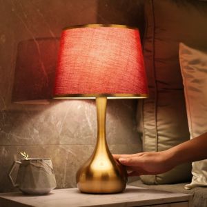 American Household Metal Table Lamp Energy-saving Bedroom Bedside Lamp LED Study Desk Lamp Fixtures Modern Simple Home Living room Decoration -UK Plug