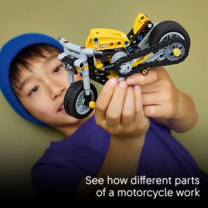 Technic Yellow Motorcycle Toy - Building Toy for Boys & Girls Ages 7+ - Model Kit with Detailed Features - Bedroom Decor for Kids - Gift for Birthdays - 42225