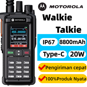 Motorola Walkie Talkie GT-12 Long Range 50KM 20W 8800mAh IP67 Waterproof 199 Channels FM/AM Two Way Radio TYPE-C
