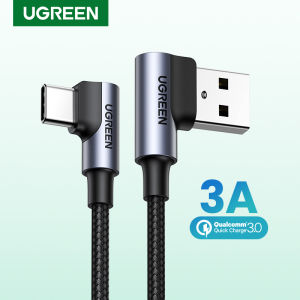 UGREEN 90 Degree 3A USB Type C Cable Nylon Braided Fast Charging Cable for SAMSUNG S20+ A50 Huawei nova 7i Huawei P40