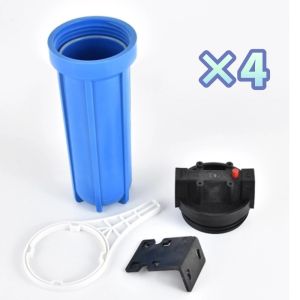 Filter Housing 20"SL Bracket & Spanner and 4 Stage Replacement Filters 20 inch Cartridge