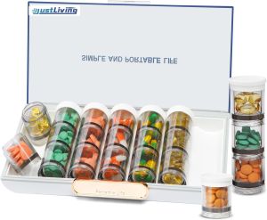 JustLiving Upgraded Pill Organizer 3 Times a Day Large Daily 7 Day s Pill Box Container with 21 Compartment Weekly Medicine Vitamin Organizer Box pill Supplement Storage Organizer Separable Travel Pill Container