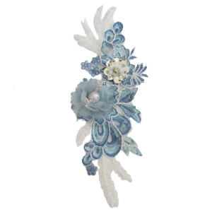 Thêu ngọc trai cổ áo đính kim tuyến đính 3D đầy màu sắc hoa cắt may đường viền cổ áo ren vải tự làm phụ kiện may mặc