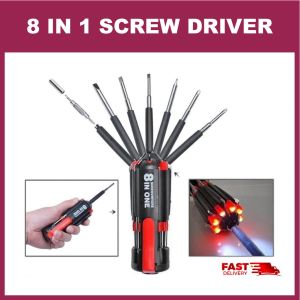 Nicedeal 8 in 1 Multi Screwdriver Set with Torch Lighted Portable FZ-895