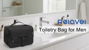 Relavel Toiletry Bag for Men Hanging Toiletries Bag for Women Water Resistant Dopp Kit Shaving Bag Travel Essentials Large Capacity Organizer Case for Toiletries Accessories Black