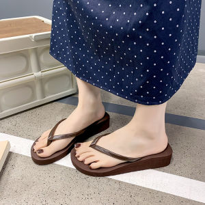 [Free Shipping] WomenS Mid-Heel Flip-Flops New Style Outdoor Non-Slip Fashionable Suitable For Travel And For Wearing Outside In Summer Beach Sandals For Women