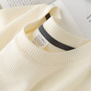 NCE Waffle Crew Neck Short Sleeve Back Bag Neck Mens Top Summer New Loose Large Size Ice Silk Thin Retro T-Shirt