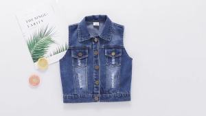 Childrens Denim Vest Waistcoat Boys Fashion Hole Cotton Jacket Baby Girls Classic Denim Coats Spring Autumn Clothin Fit 2-7 Y