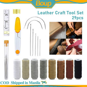 29PCS Leather Craft Tool Set DIY Sewing Accessories Leather Hand Sewing Needles for Stitching