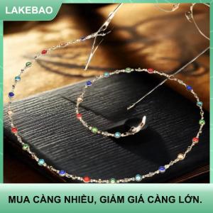 【LAKEBAO】 Được làm bằng tay kính chuỗi cho ánh sáng mùa hè sang trọng ngọc trai pha lê màu xanh hải quân treo chuỗi Thời Trang Chống mất mắt chuỗi