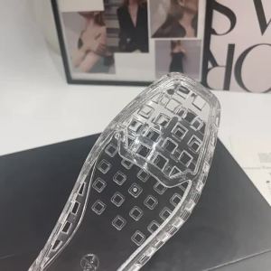[Free Shipping] Korean jelly shoes shallow slip-on shoes crystal PVC slip-on dance shoes outdoor casual square-toed sandals