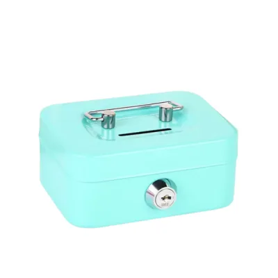 MNTT Mini Lockable Cash Box Metal with Key Lock Box Coin Bank Portable Piggy Bank For Kids