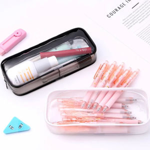 Transparent Pouch Student Pencil Case Large Capacity Portable Fashion Pencil Pouch Waterproof Pen Case Pen Bag Zipper Bag