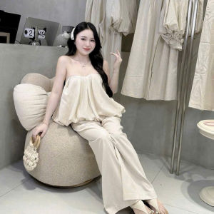 L_ Set đồ slay outfit hè siêu xinh set áo quây nữ set áo bí cúp ngực hở lưng mix quần dài xinh