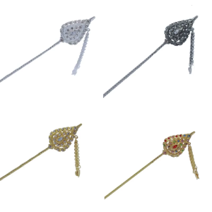 Gold Hair Fork Thai Hair Stick For Buns Thai Hair Pin Gold Hair Chopstick Tassel Thai Traditional Gold Hair Stick