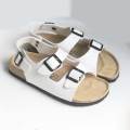Giày sandal đế trấu nam nữ quai ngang Detaunisex 2 khóa 3 màu Đen Bò Trắng - SATA21. 
