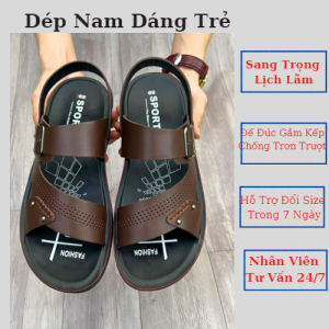 Dép Da Nam Trung Niên Cao CấpDép Nam Đế Đúc Nguyên Khối Có Quai Hậu Thông Minh Phù Hợp Mọi Lứa Tuổi