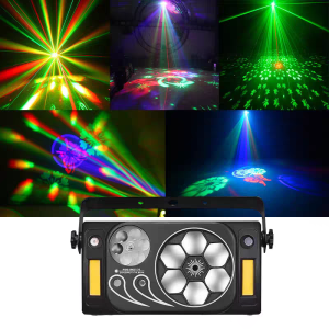 Stage Lighting Full Color 6 in 1 Pattern Effect Light/ LED Mini Bee Eye Lamp/ Remote Control Flashing Stage Light for DJ Stage Activity Indoor & Outdoor