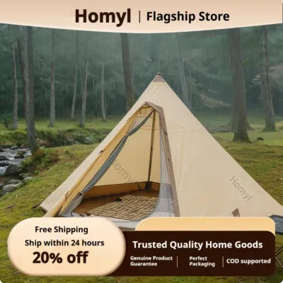 Homyl Waterproof 4 Person Pyramid Tent Antibug Mesh 4 Person Tipi Tent Weather-Resistant Outdoor Gear Spacious Interior for Families Groups Hiking