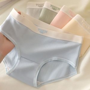 OTYRF 5PCS Cotton Crotch Mid Waist Panties Thin Underwear Womens Underpants Sweet Lingerie Simple Solid Briefs Girl