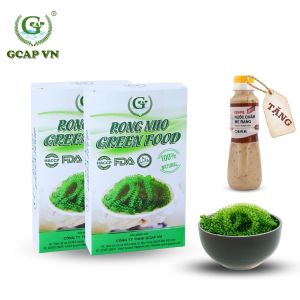 2 hộp rong nho tách nước GREEN FOOD (mỗi hộp 100 gram gồm 5 túi 20 gram) + tặng kèm chai xốt mè rang 180ml
