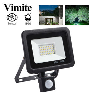 Vimite Đèn pha LED 100W Siêu sáng Đèn Ngoài Trời cảm biến chuyển động10W 20W 30W 50W Đèn rọi 220V Ánh sáng ban ngày vườn chống nước IP66 for Yard House Villa Wall Street Basketball Court White