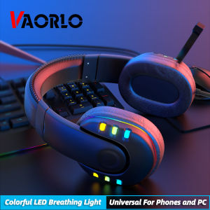 VAORLO 7.1 Surround Sound 3.5mm Wired Gaming Headphones Colorful LED Breathing Light Over Ear Game Headset Noise Cancelling Earphone With Microphone For PC Laptop Smart Phones
