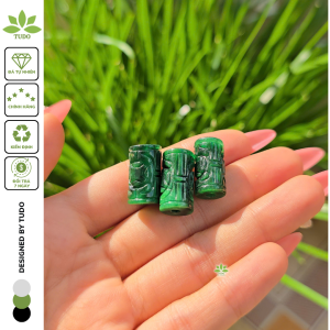 Q2504 Charm lu thống trúc khắc to Cẩm Thạch Sơn Thủy size 10x17mm - 10x20mm sẵn lỗ 3li ko kén mệnh - Phong Thủy TUDO