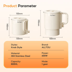 ALLTOU Foldable Electric Kettle 800ML Large Capacily Foldable Electric Kettle 4-Min Rapid BoilingMulti-Functional Cooker for Travel Dormitory Household Office