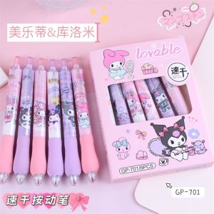 ZJT 6pcs Cartoon Soft Grip Gel Ink Pen School Gift For Kids Student Stationery Sanrio Hangyodon Kuromi Lotso Loopy JTZ