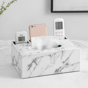 Marble tissue box living room household high-end leather tissue box multi-functional paper tissue box