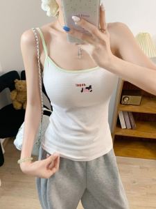 B1T1 Cute Puppy Spaghetti Top Padded Summer Vest Top Slim Fit Outer Wear Sleeveless Sando Top
