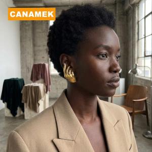【CANAMEK】 Hand Shaped Left Ear Cuff Statement Dangle Earrings for Women Fashion  for  Party