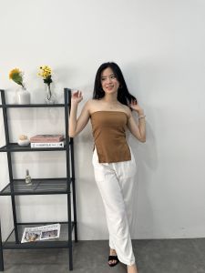 [Lolabae] CORRY Top | Kemben Slit | Knit Tube Top | Atasan Kemben Wanita | Kemben Rajut Belah Samping