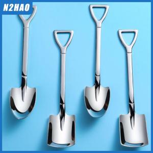 N2HAO 4Pcs set Stainless Steel Retro Shovel Ice Cream Coffee Spoon Creative Tea-spoon