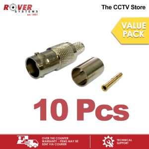 Rover Systems BNC Jack RG6 Crimp Type 1 Endura CCTV Connector for RG6 Coaxial Cable 10pcs /Pack