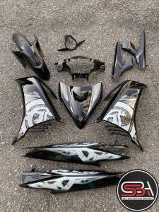 COVERSET LC135 V2 V3 V4 4S 5S HITAM FULL BATIK SMOKE HITAM ORIGINAL HLY HONG LEONG YAMAHA STICKER SIAP TAMPAL