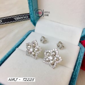 Khuyên Tai Mạ Bạc T2225 Mặt Hình Ngôi Sao Đính Đá Siêu Xinh Cho Chị Em